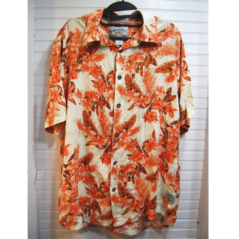 Margaritaville Hawaiian Shirt Men's Medium Casual Collared Button up Rayon NWOT